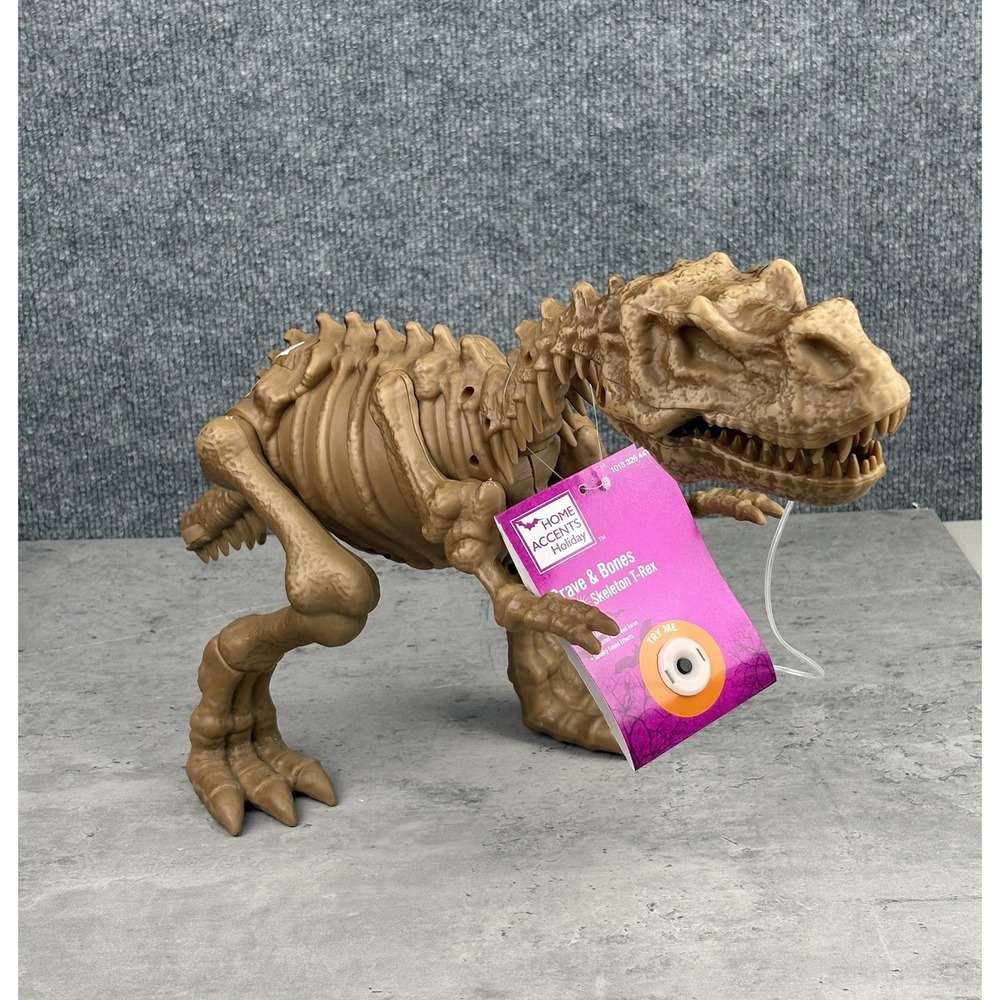 Home Accents Holiday Grave & Bones LED Skeleton T-Rex 2' NEW! Halloween 23"